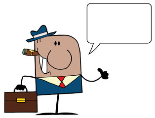 Businessman Holding A Thumb Up And Speech Bubble