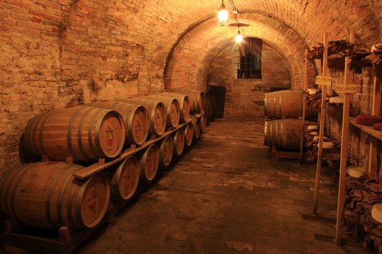 Weinkeller Barrique Holzf&auml;sser, Montepulciano, Italien