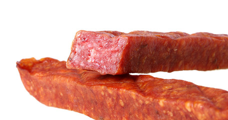 Landjäger angeschnitten Nahaufnahme