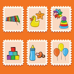 stamps collection - toys set