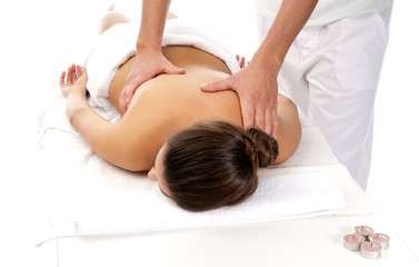 Unrecognizable woman receiving massage relax treatment close-up