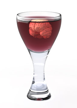 brain floats in a wineglass