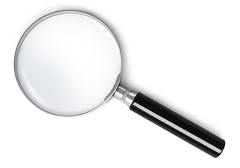 Magnifying glass - top view - obrazy, fototapety, plakaty