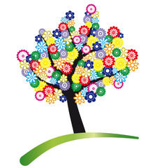tree stylized with flowers