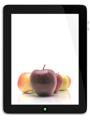 Tablet Computer With Apples on screen