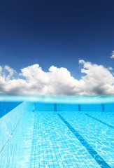 swimming pool under water with sky