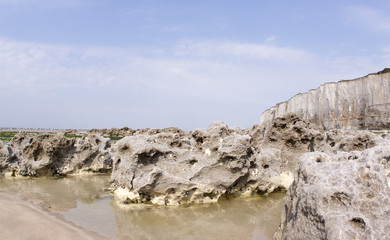 Chalk cliff along the beach