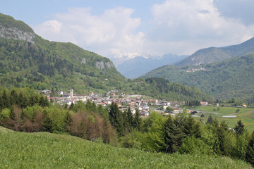 Fototapeta na wymiar landscape of a small village in the mountains of Friuli