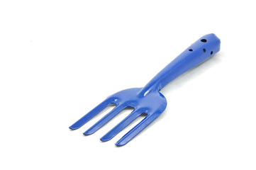 Isolated blue fork for gardening