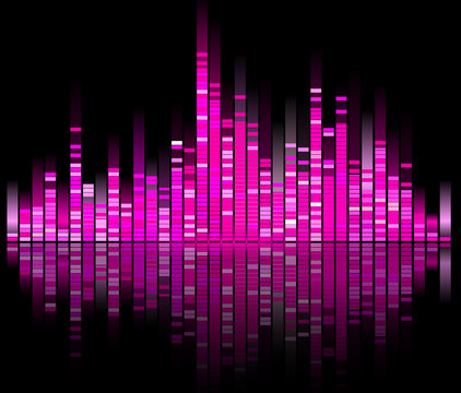 Pink Digital Sound Equalize Isolated On Black Background