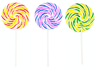 Colorful round lollipop set isolated on white