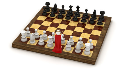 3d man on chess board as king