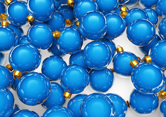 Lots of blue christmas ornaments