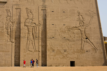 A wall of Temple of Edfu in Egypt