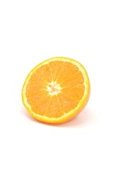 A fresh half orange fruit isolated on a white background