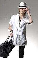 Portrait of a styled professional model. Theme: beauty, fashion