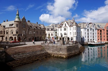 Summer, Sunny view of Alesund Norway