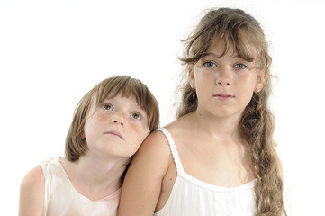 beautiful girl with her sister sharing love