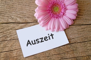 Rosa Blume auf Holz AUSZEIT