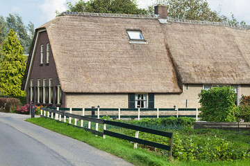 Fototapeta na wymiar Old Dutch farm with grocery garden