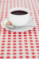 Coffee on a tablecloth