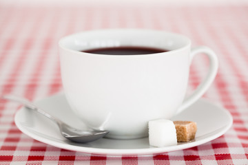 Coffee on a tablecloth