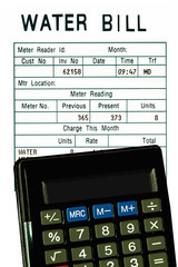 Water bill, calculator. Concept