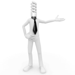 3d man with economic light bulb