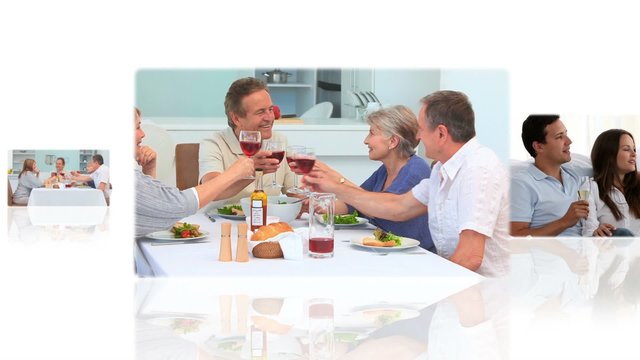 Montage of people drinking wine