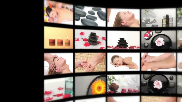 Montage of attractive women enjoying their treatment
