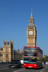 Fototapeta na wymiar Big Ben with double decker, London, Uk