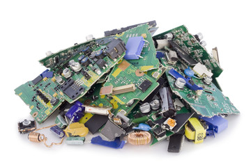 Destroyed broken electronics on dump