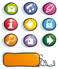 funny web buttons with color icons for cute website