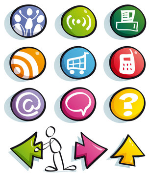 funny color buttons with symbols for casual website