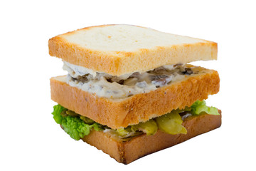 Sandwish with chiken on white background