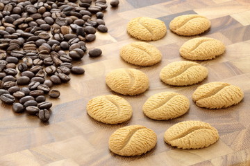 Fototapeta na wymiar delicious coffee shortbreads and coffee beans