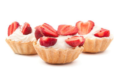 strawberries and cream in a basket