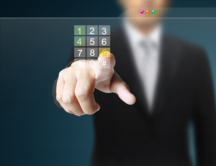 hand pushing on a touch screen interface