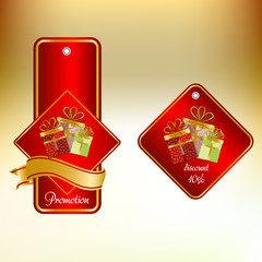 golden framed set promotion label