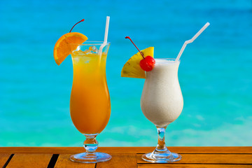 Two cocktails on table