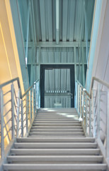 stairs and a glass door