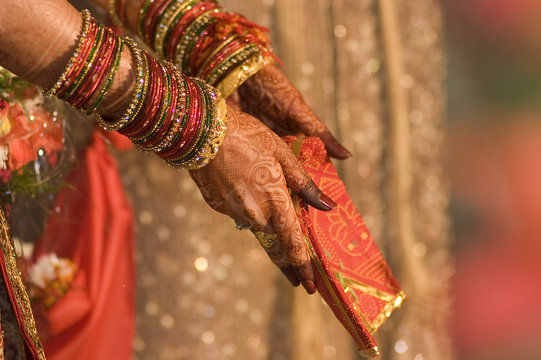 Henna design , saree , bride , traditional hindu wedding , Rajasthan, royal India	