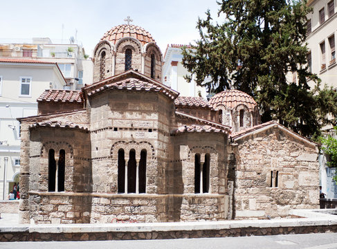 Byzantine Kapnikarea, orthodox church in central Athens, Greece