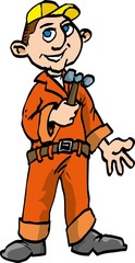 Cartoon handyman with a hammer