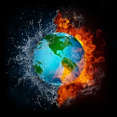 Photo sur Plexiglas Flamme Globe en flamme et eau