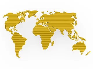 Behangcirkel world map gold yellow © Pixasquare