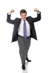 business man wearing dark suit, isolated over white background