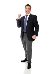 business man wearing dark suit, isolated over white background