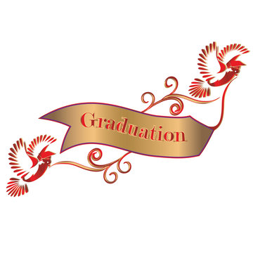 Graduation Banner With Doves And Mortars