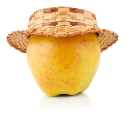 apple with straw hat
